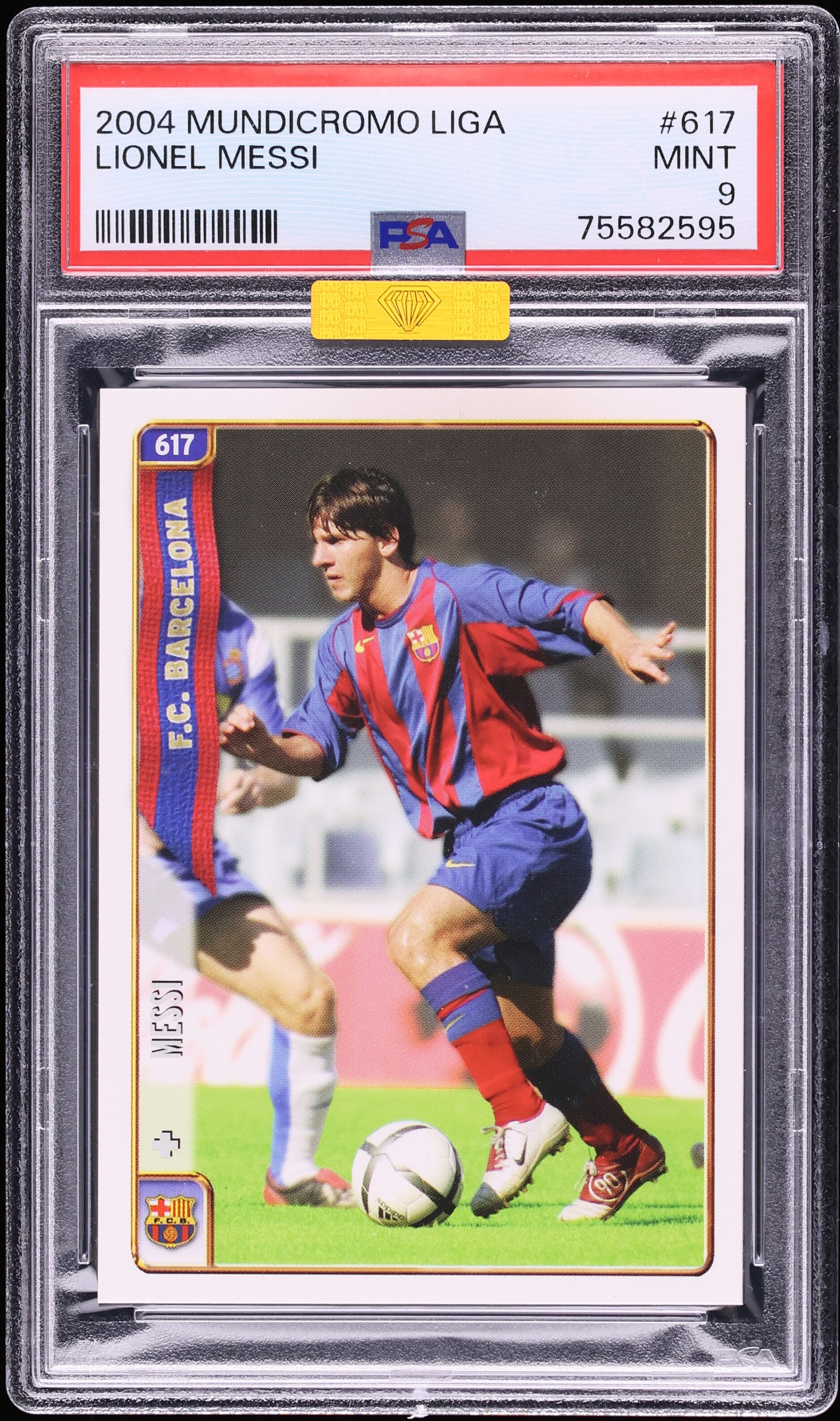 2004 Mundi Cromo Liga Soccer Lionel Messi ROOKIE #617 MBA PSA 9 