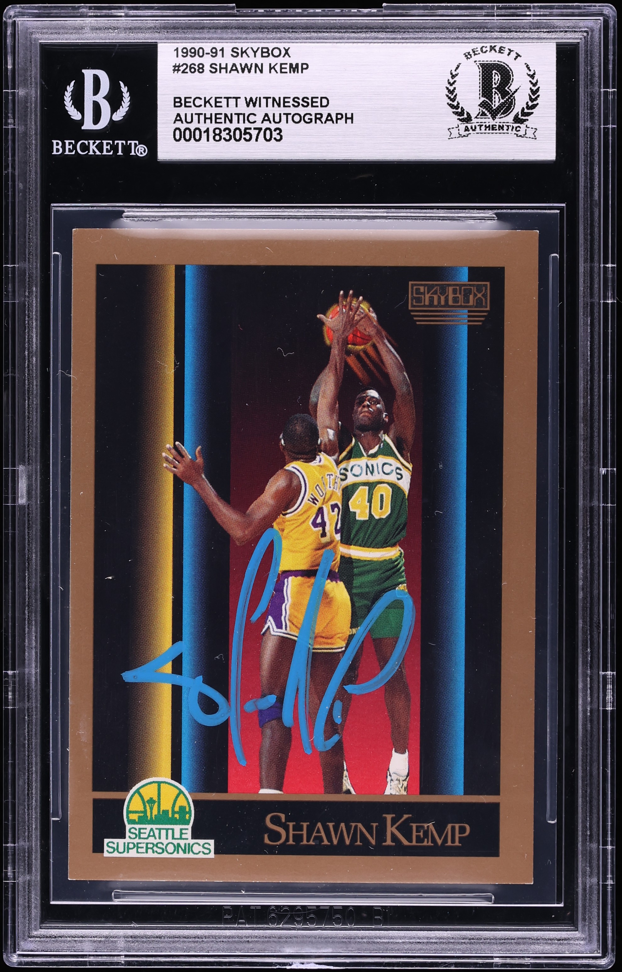 1990 Skybox Basketball Shawn Kemp ROOKIE AUTO #268 BGS AUTH on 