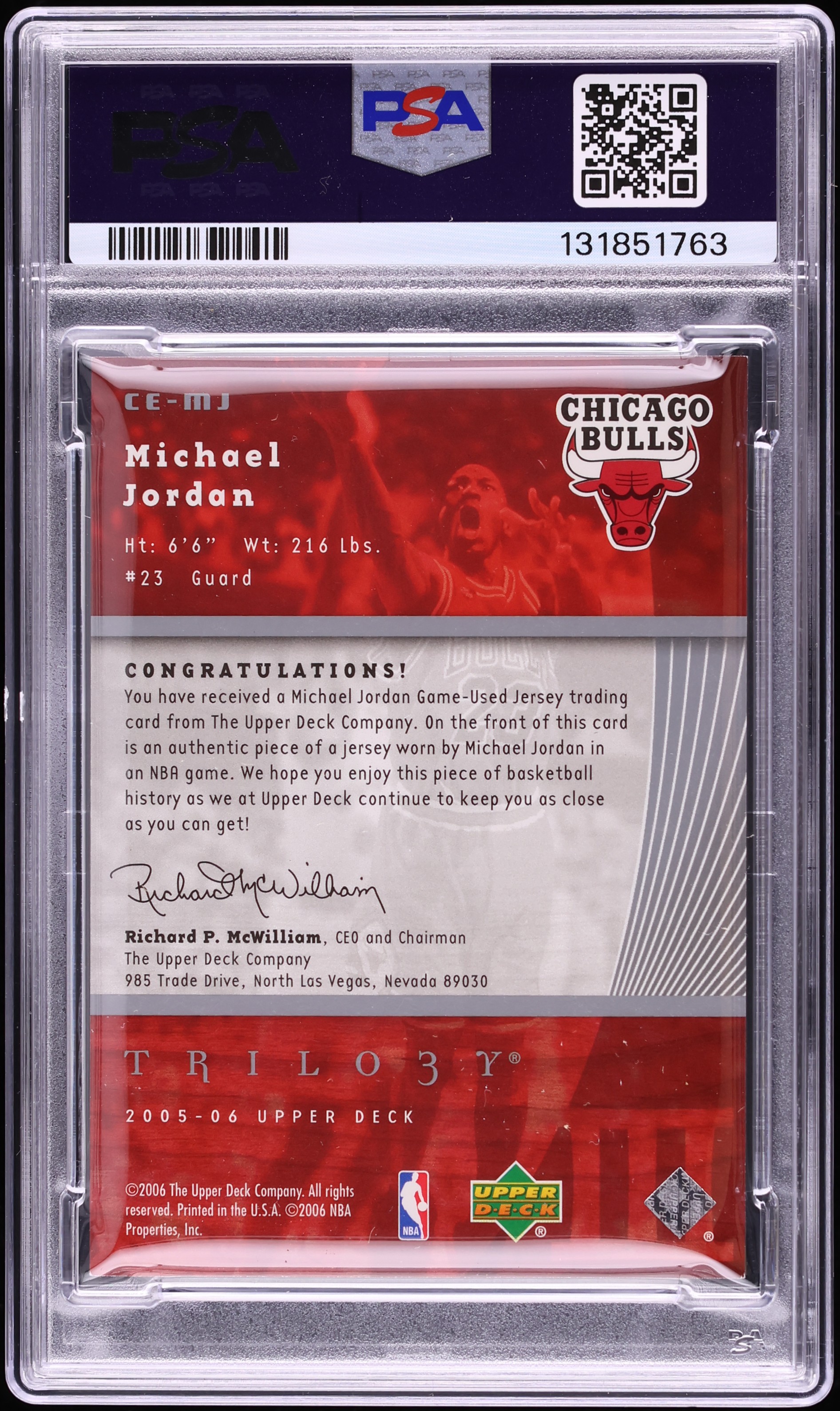 2005 Upper Deck Trilogy The Cutting Edge Michael Jordan PATCH #CE