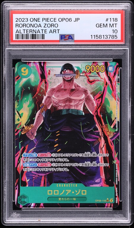 2023 One Piece Japanese Wings Of The Captain Alt Art Roronoa Zoro #OP06-118 PSA 10 GEM MINT