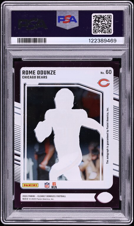 2024 Panini Clearly Donruss Purple Rome Odunze ROOKIE AUTO #60 PSA 10 GEM MINT