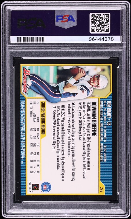 2000 Bowman Football Tom Brady ROOKIE #236 PSA 9 MINT