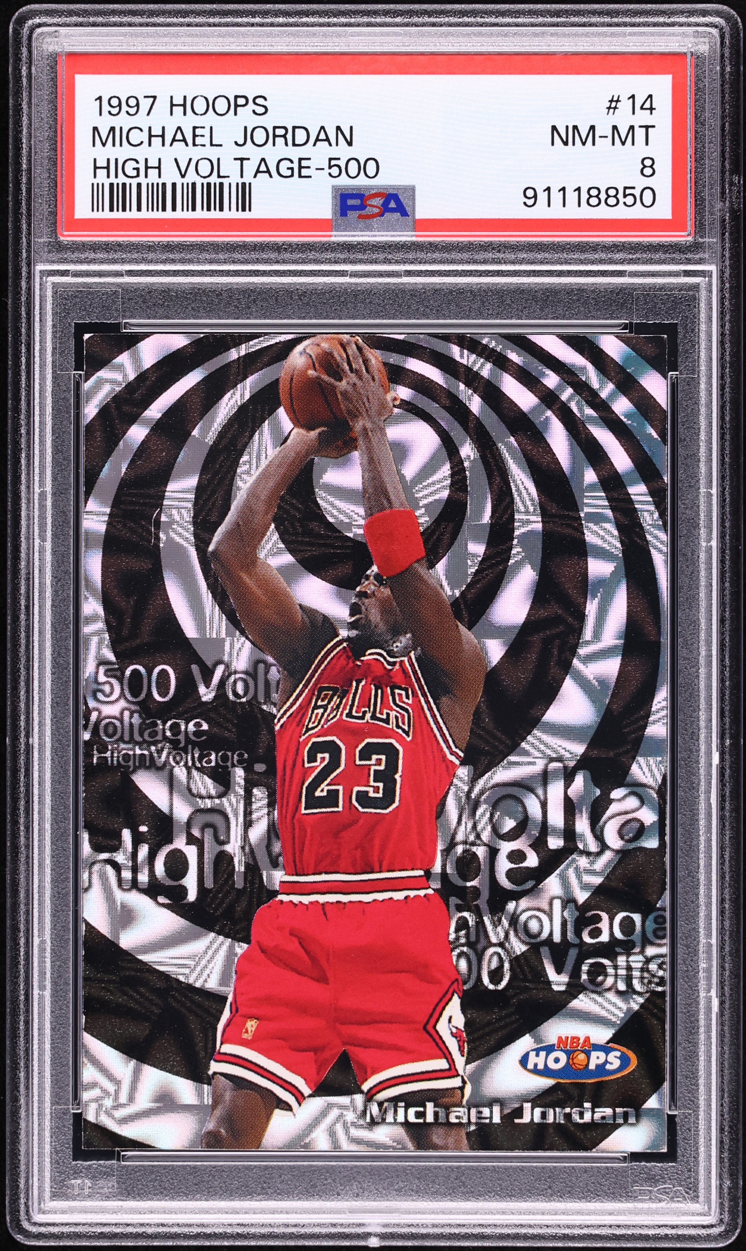 1997 Hoops High Voltage Michael Jordan /500 #14 PSA 8 NM-MT on