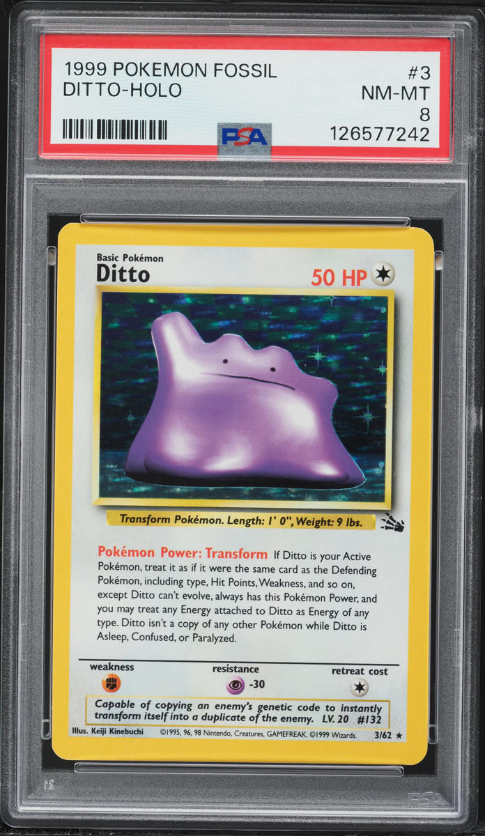 【PSA8】1997 ポケモン カードダス メタモン No.132 Ditto 1999 Pokemon Fossil Holo Ditto #3 PSA 8 NM-MT on Fanatics Collect