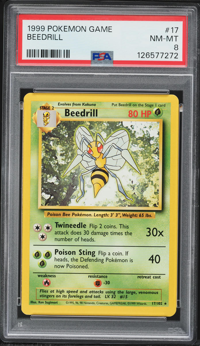 1999 Pokemon Base Set Beedrill #17 PSA 8 NM-MT