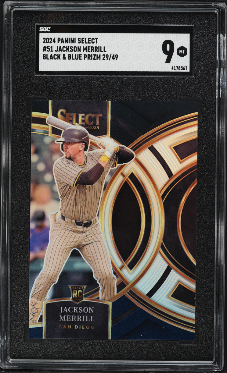 2024 Select Premier Black & Blue Prizm Jackson Merrill ROOKIE /49 #51 SGC 9 MINT