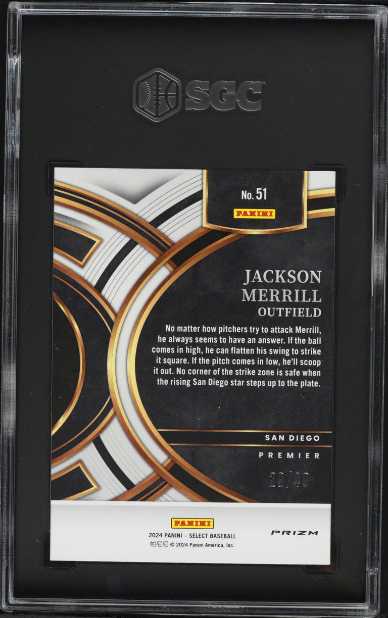 2024 Select Premier Black & Blue Prizm Jackson Merrill ROOKIE /49 #51 SGC 9 MINT