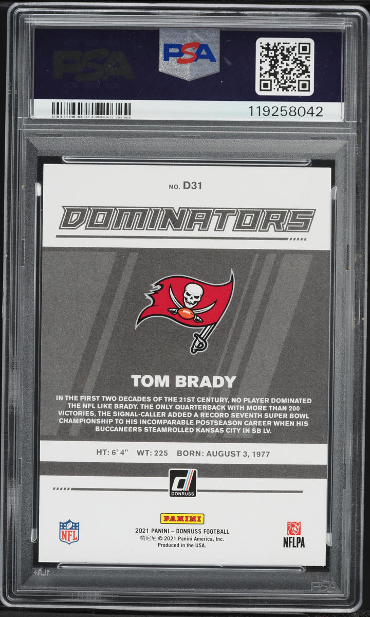 2021 Donruss Dominators Tom Brady #D31 PSA 9 MINT