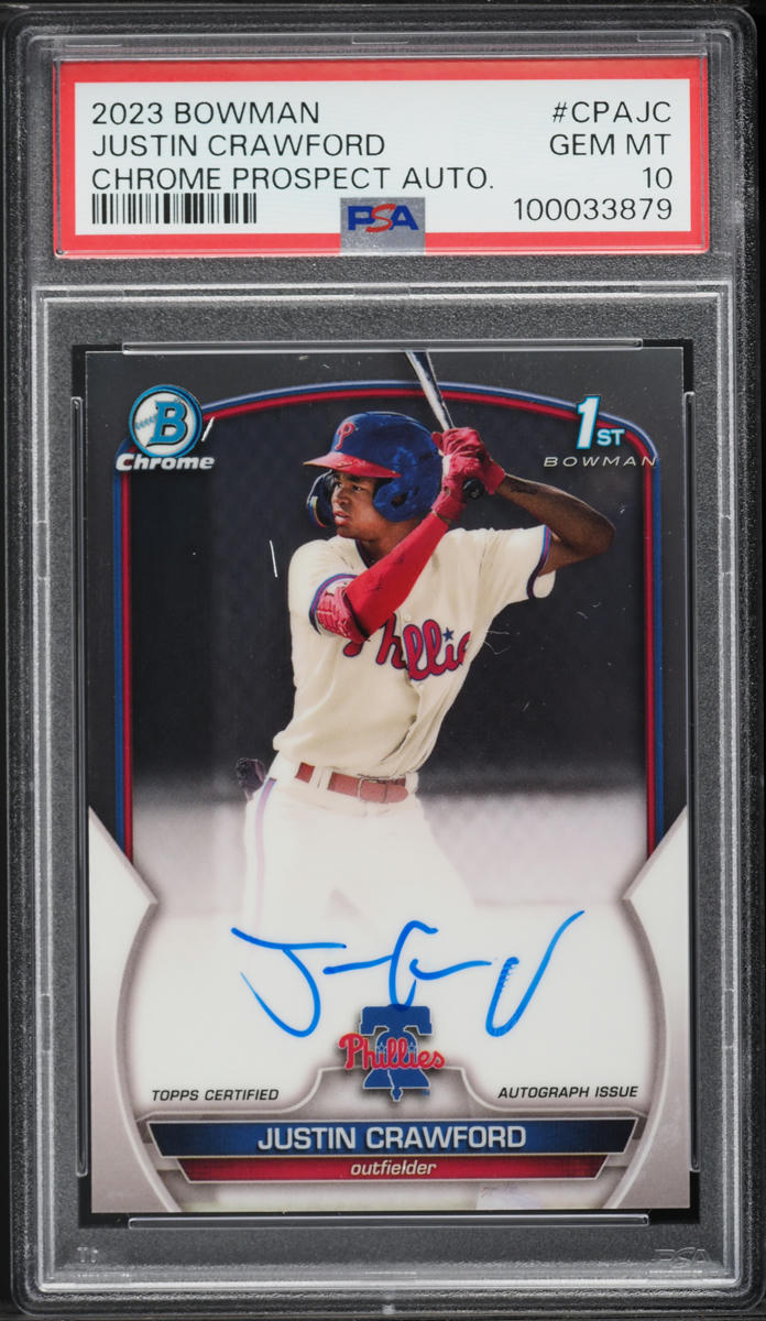 2023 Bowman Chrome Justin Crawford PROSPECT AUTO #CPA-JC PSA 10 GEM MINT