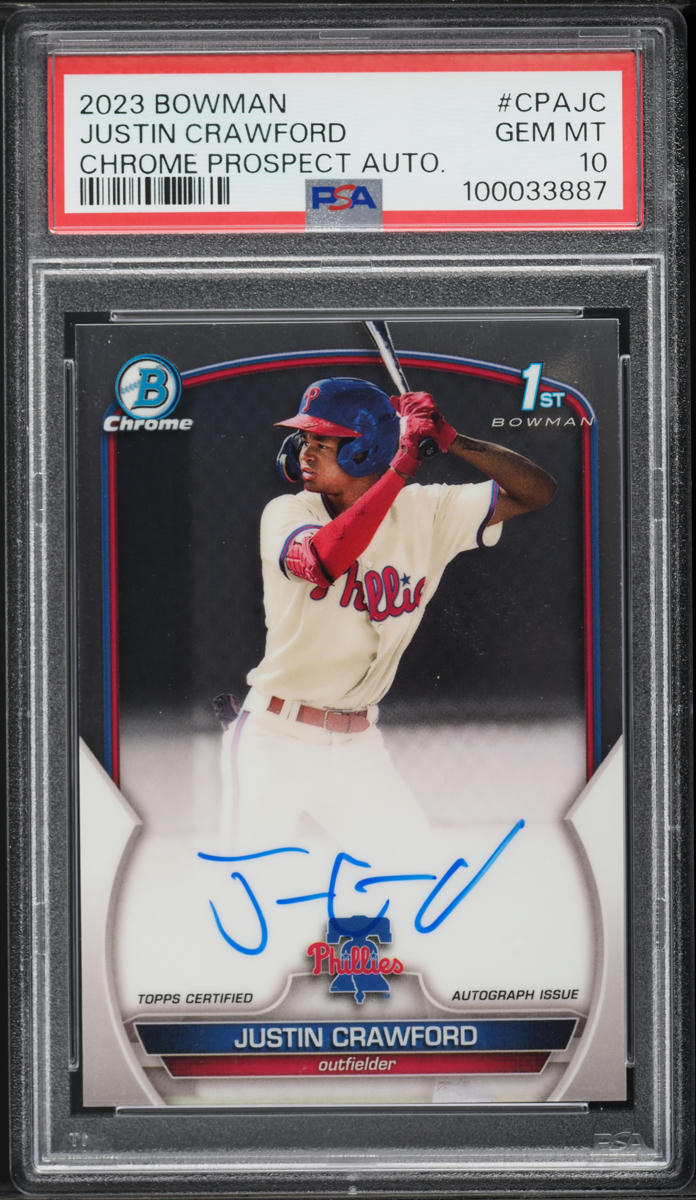 2023 Bowman Chrome Justin Crawford PROSPECT AUTO #CPA-JC PSA 10 GEM MINT