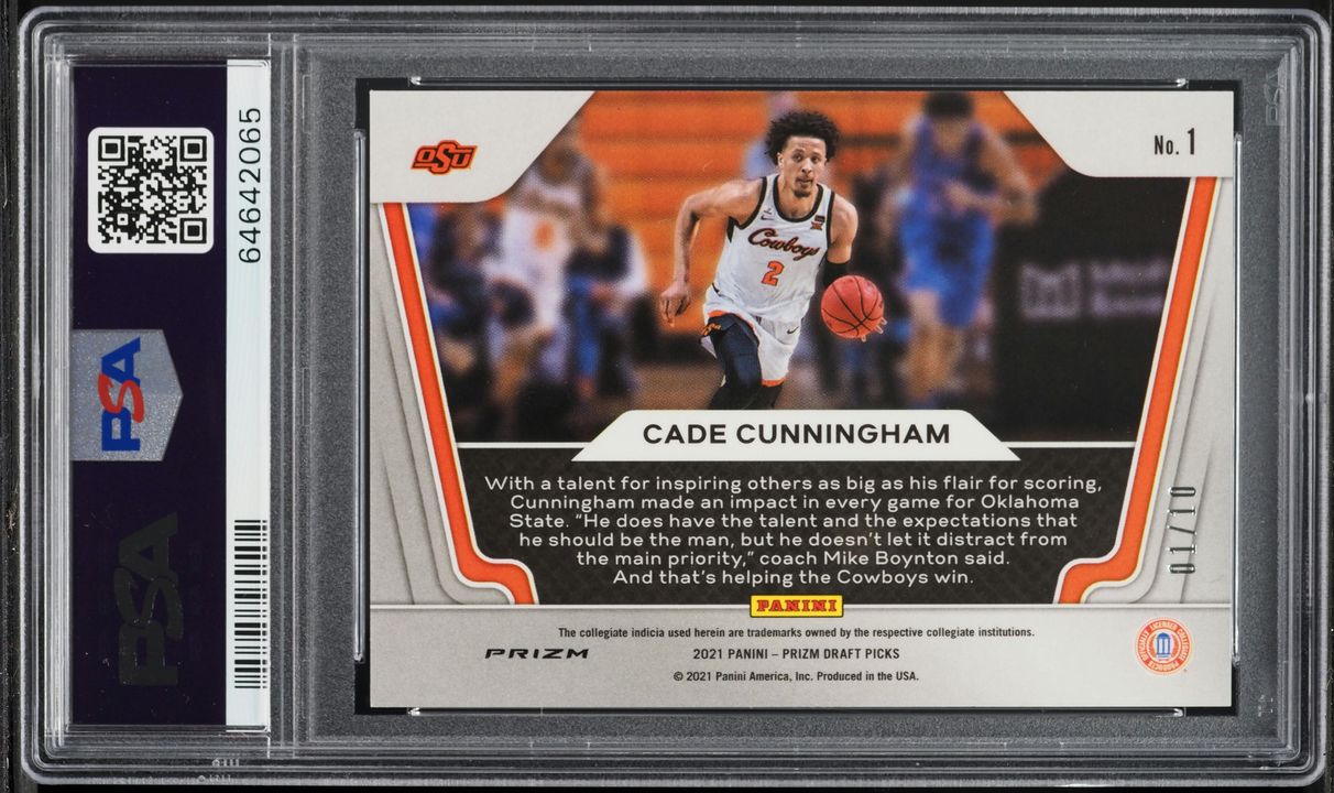 2021 Panini Prizm Draft Picks Widescreen Gold Cade Cunningham ROOKIE 1/10 #1 PSA 9 MINT