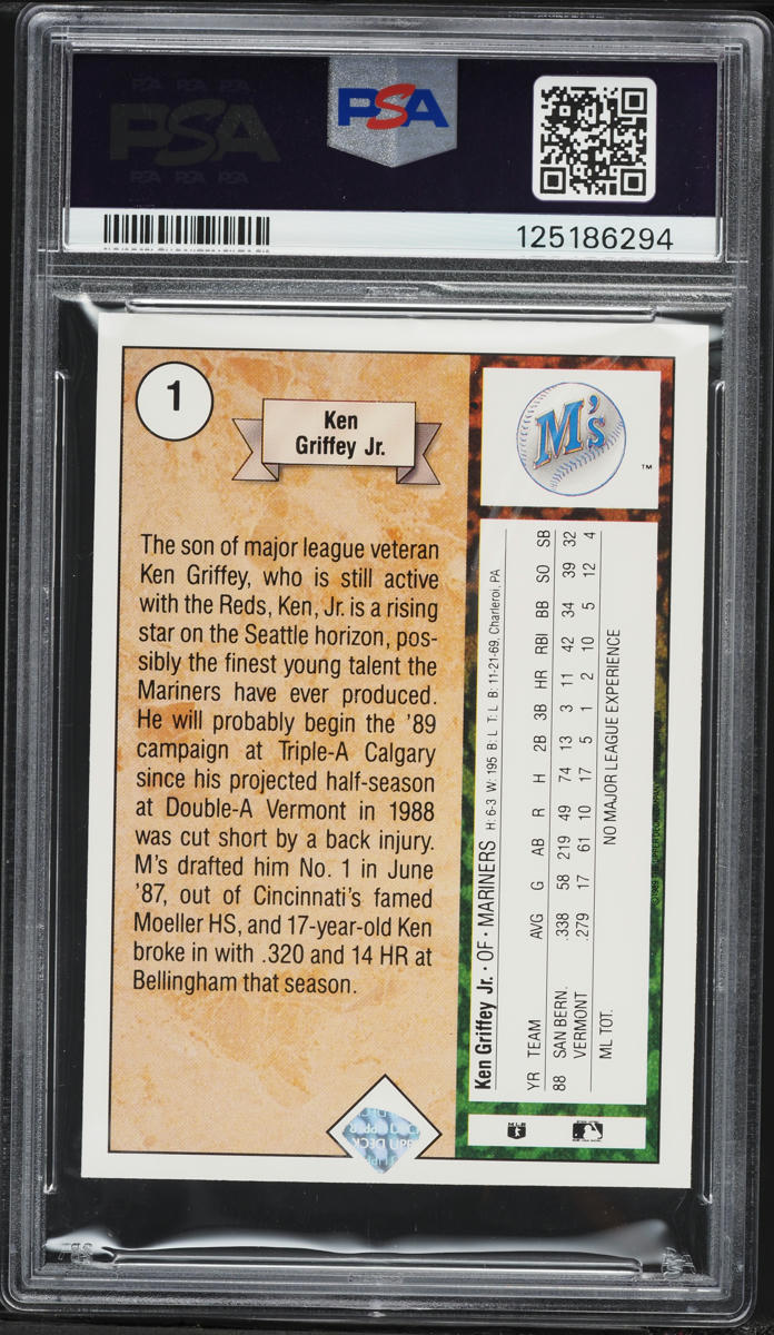 1989 Upper Deck Star Ken Griffey Jr ROOKIE #1 PSA 7 NRMT