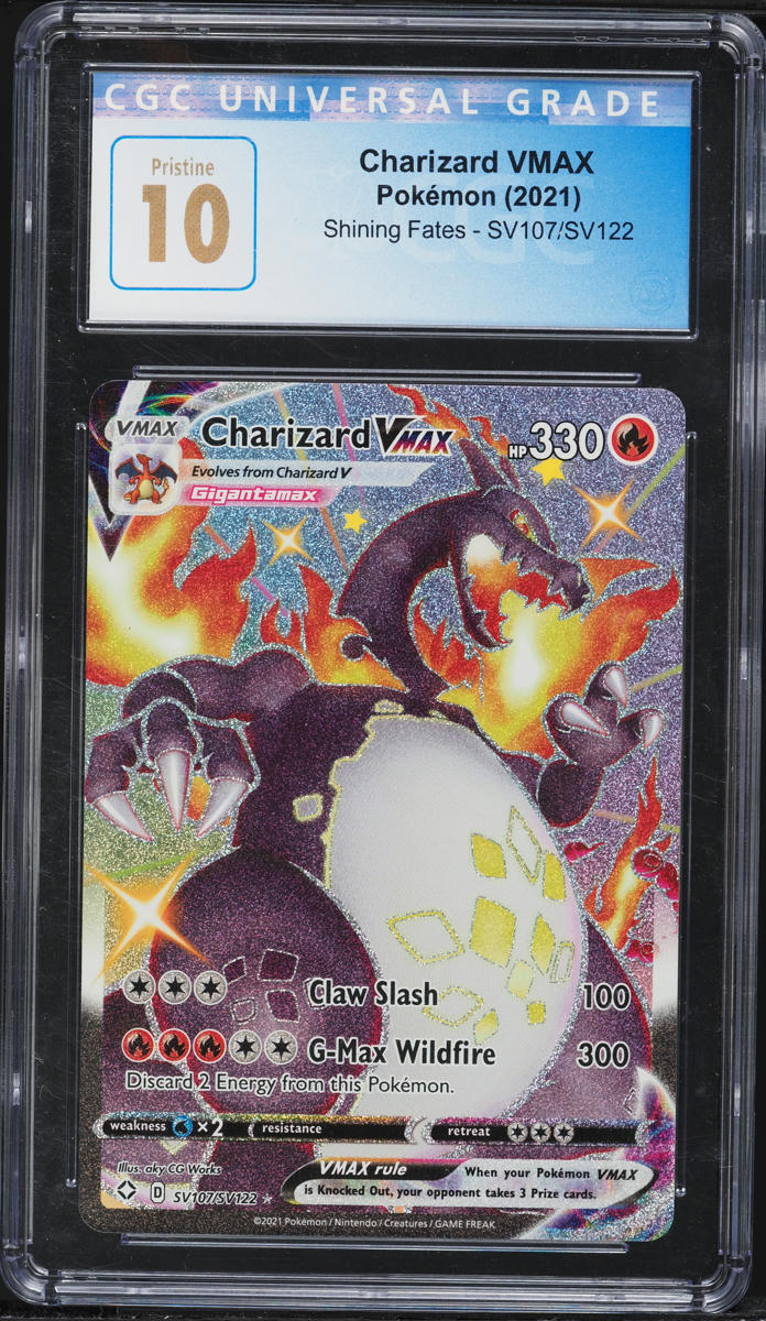 2021 Pokemon Sword & Shield Shining Fates Alt Art Shiny Charizard VMAX #SV107 CGC 10 PRISTINE