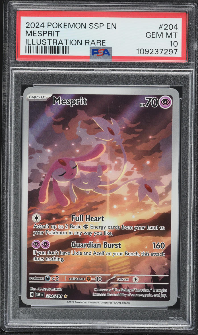 2024 Pokemon Scarlet & Violet Surging Sparks Illustration Rare Mesprit #204 PSA 10 GEM MINT