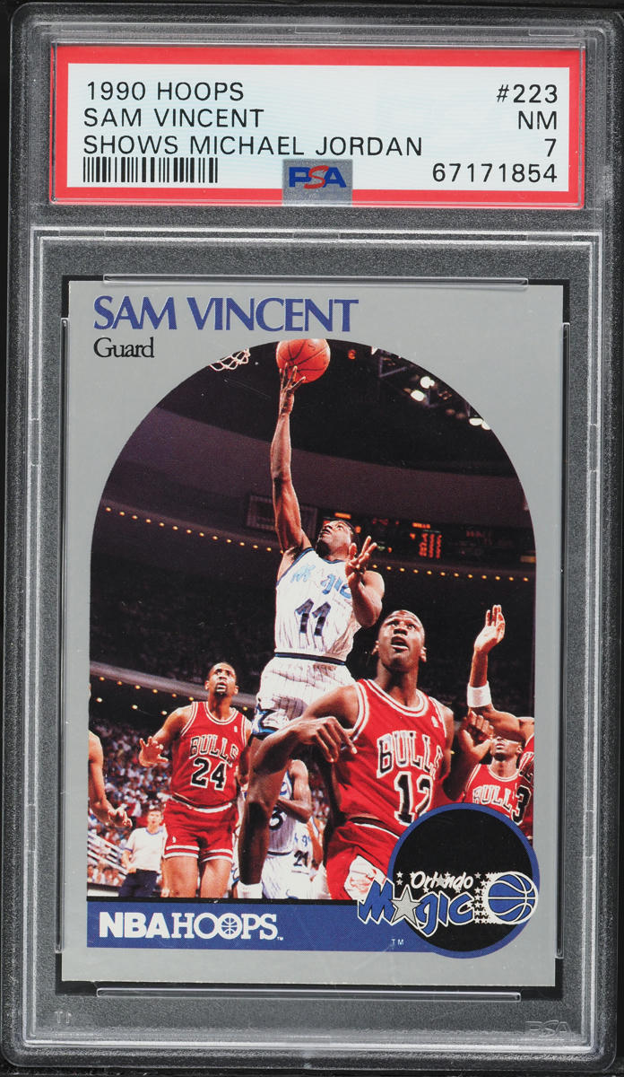 1990 Hoops Sam Vincent w/ Michael Jordan #223 PSA 7 NRMT