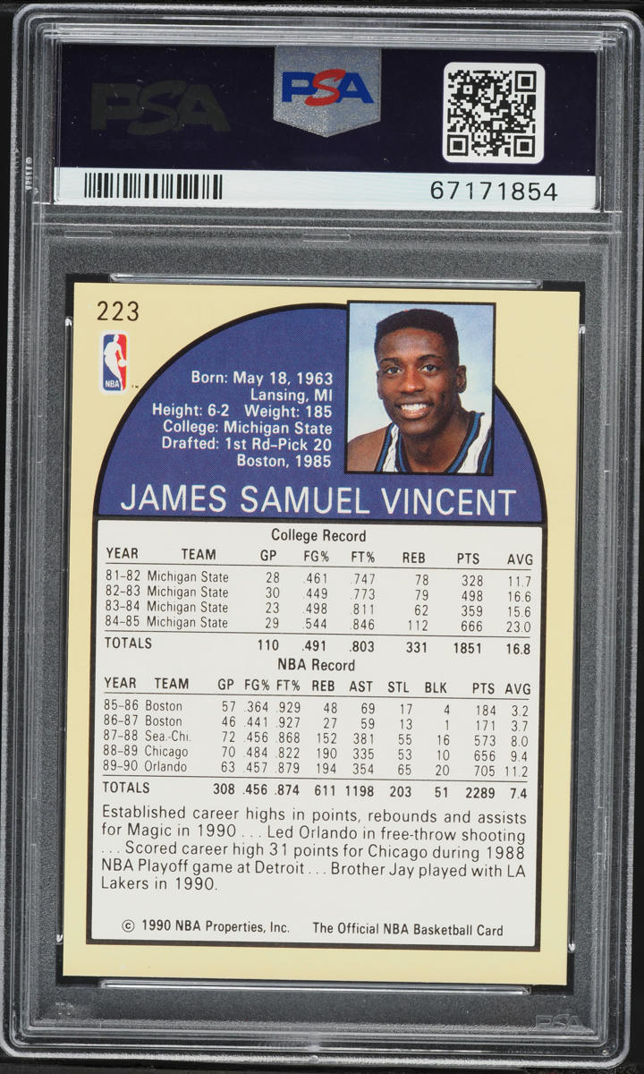 1990 Hoops Sam Vincent w/ Michael Jordan #223 PSA 7 NRMT
