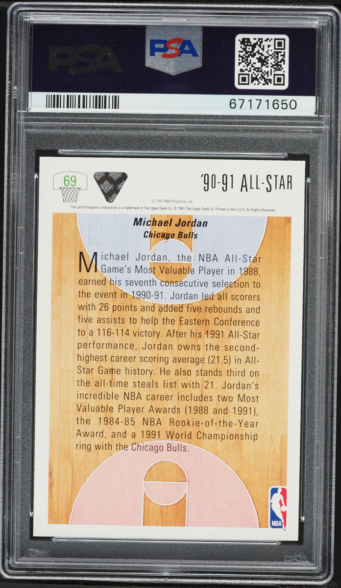 1991 Upper Deck Basketball Michael Jordan #69 PSA 8 NM-MT