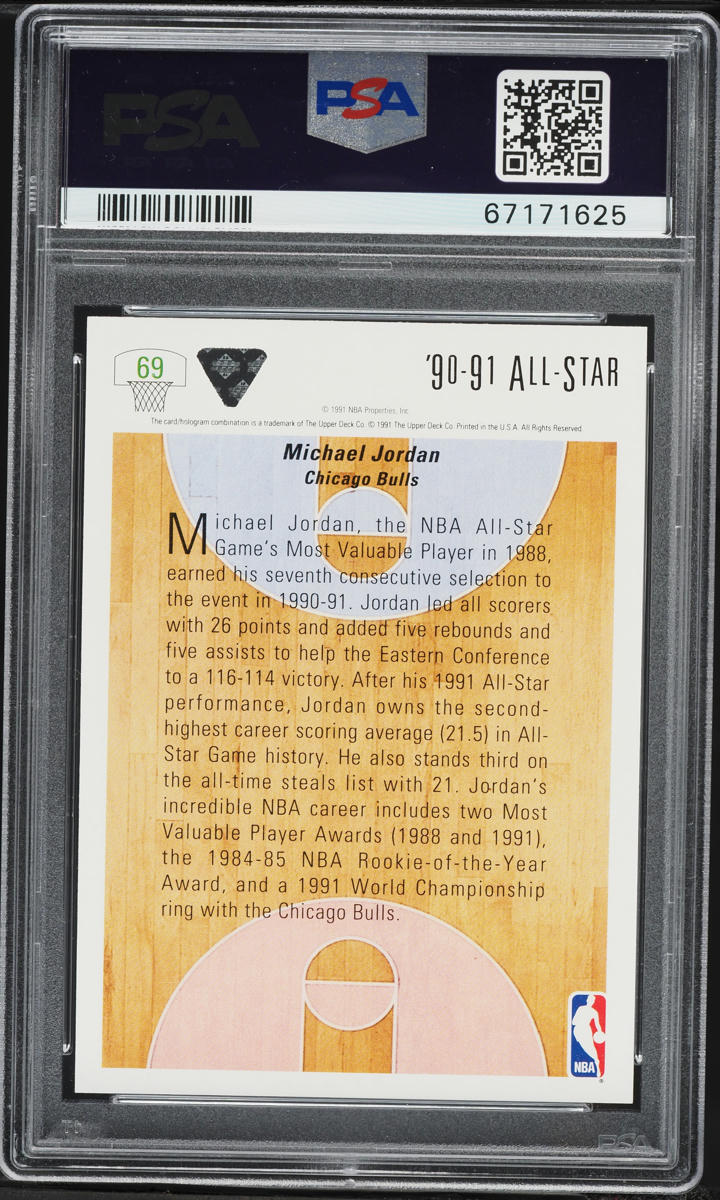 1991 Upper Deck Basketball Michael Jordan #69 PSA 8 NM-MT