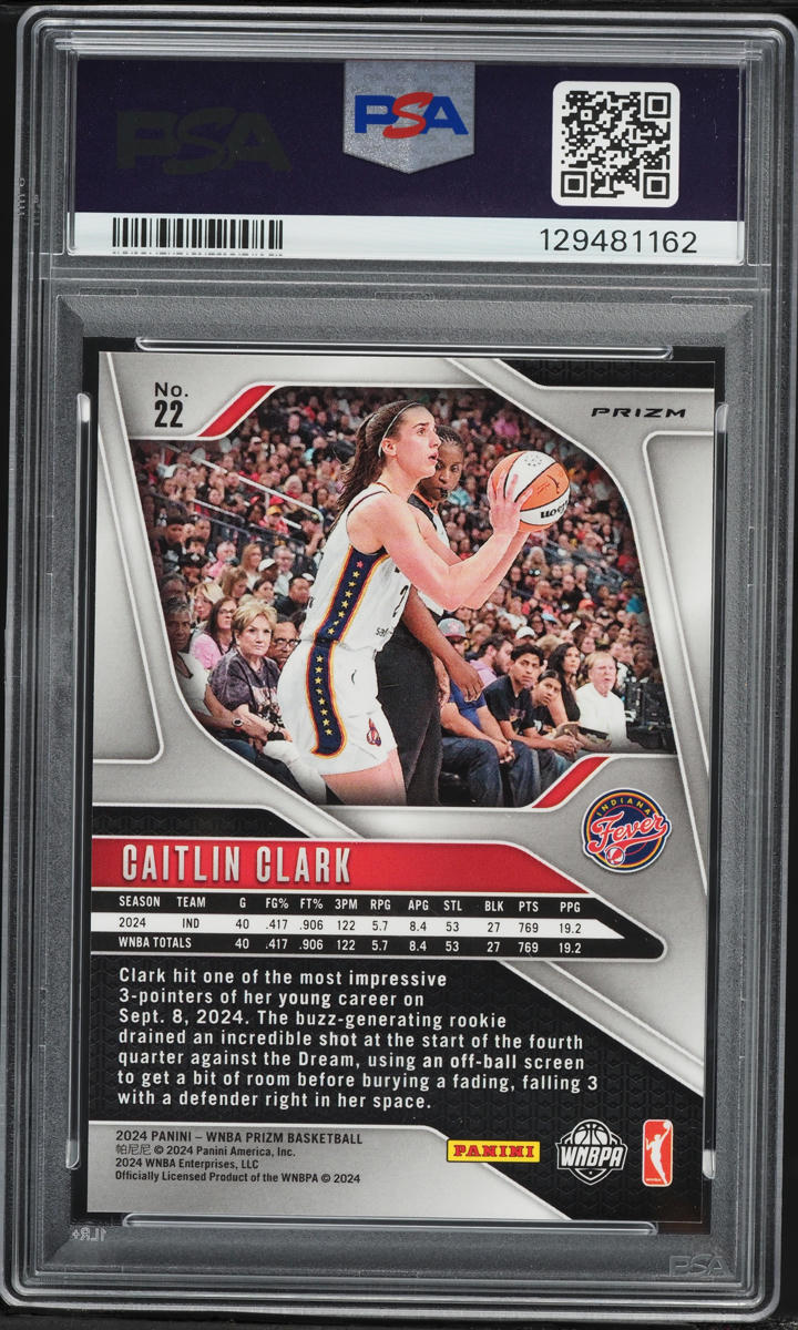 2024 Panini Prizm WNBA Green Caitlin Clark ROOKIE #22 PSA 10 GEM MINT