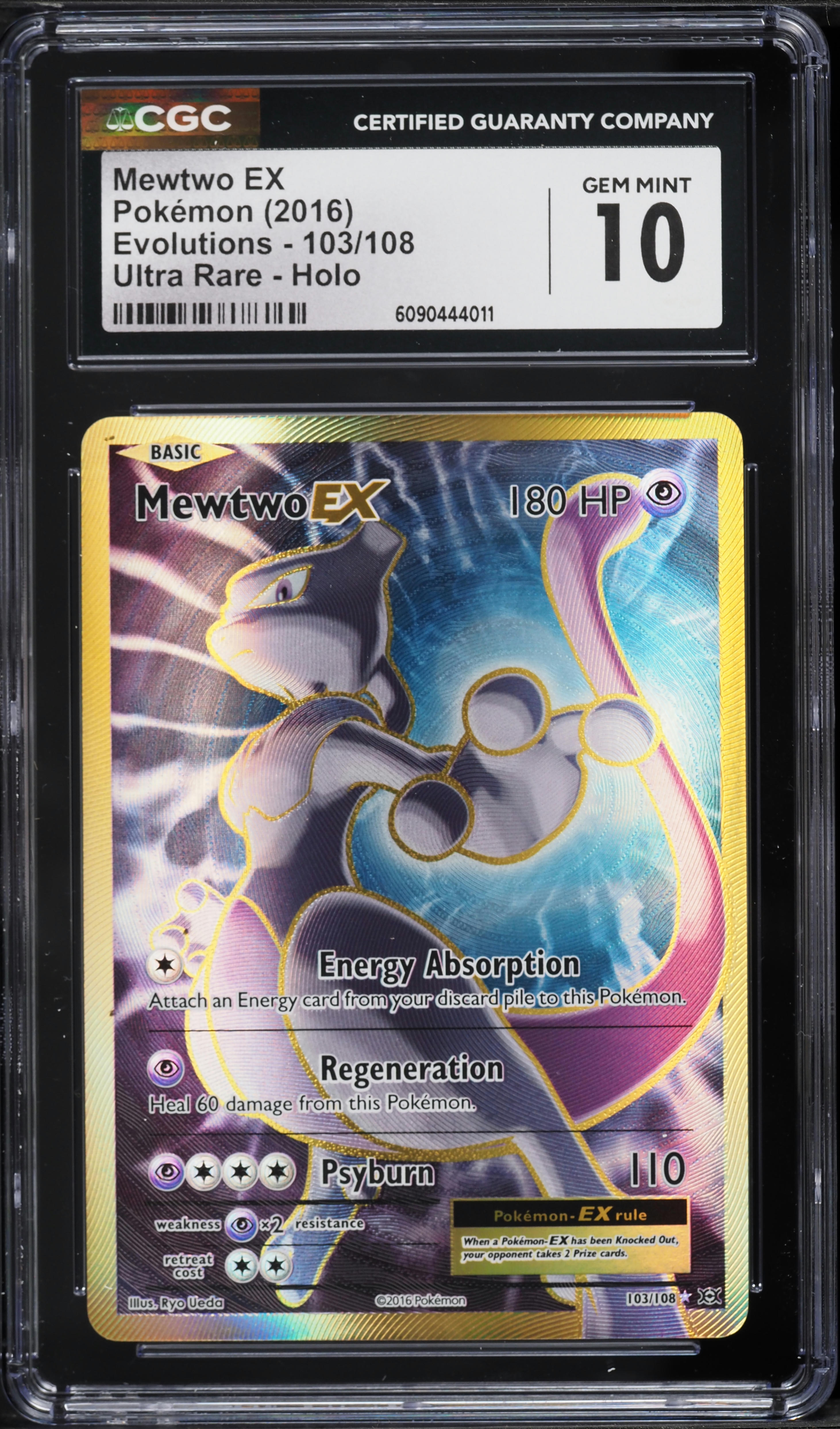 2016 Pokemon XY Evolutions Gold Rare Mewtwo EX #103 CGC 10 GEM