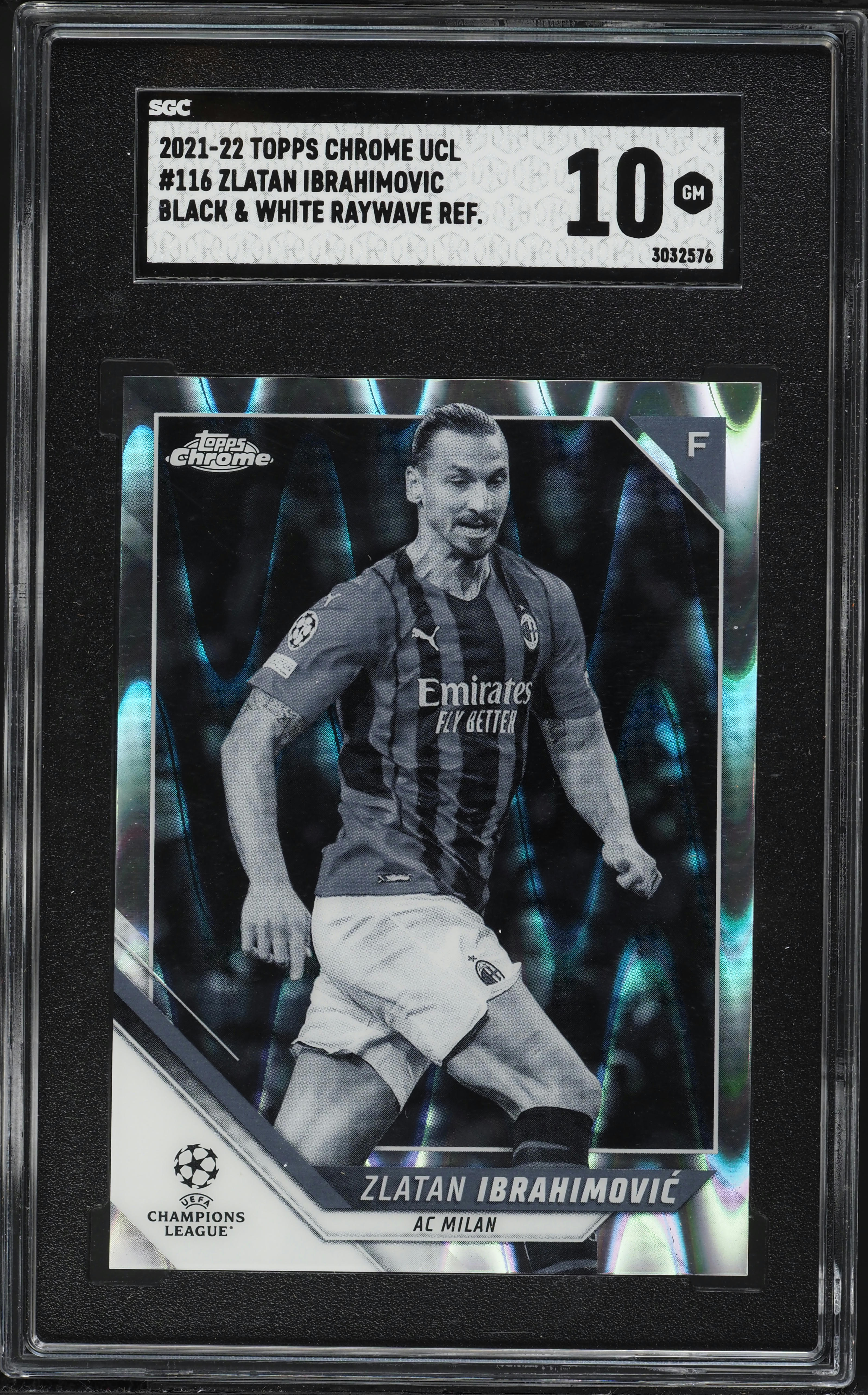2021 Topps Chrome UEFA Black & White Raywave Refractor Zlatan 