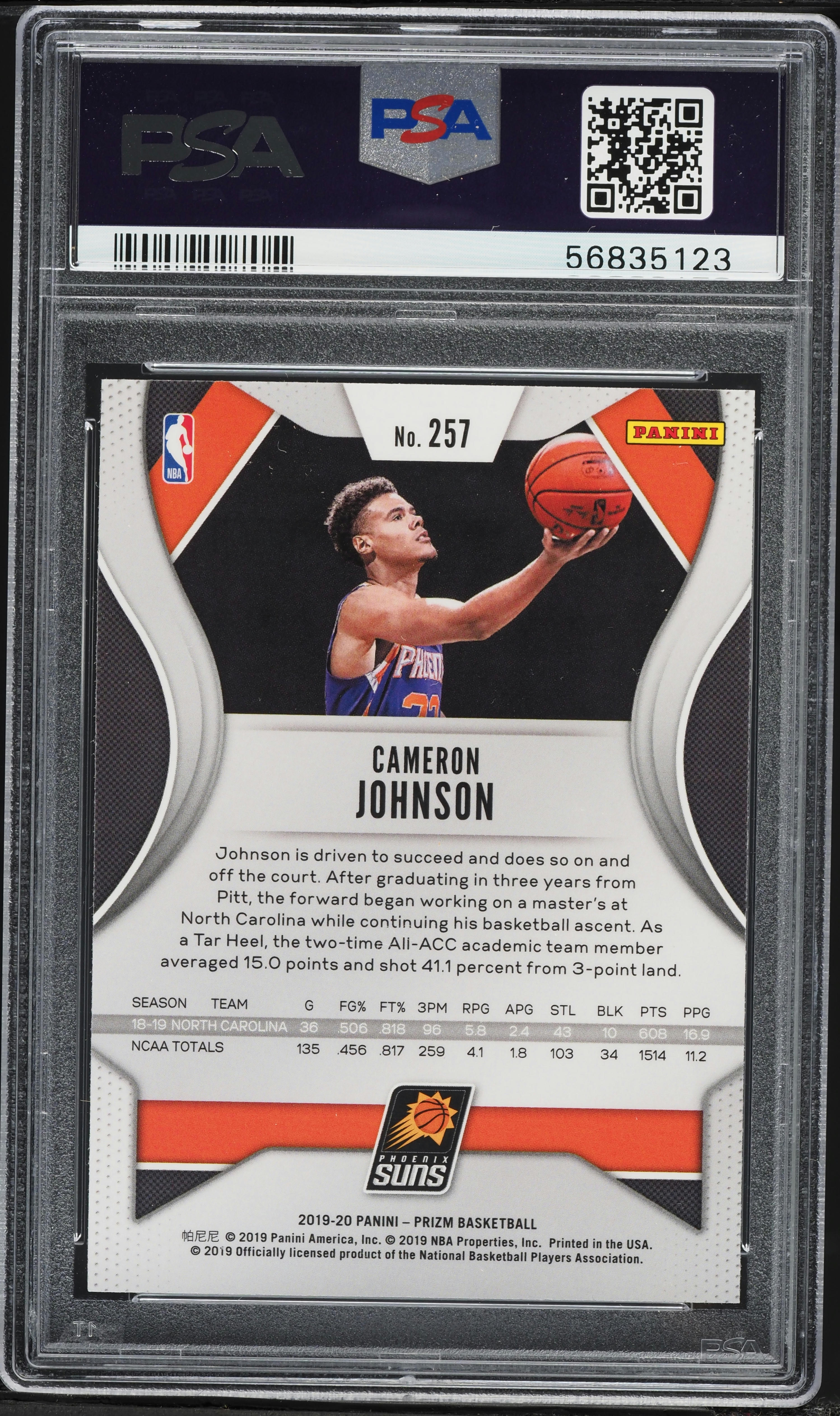 2019 Panini Prizm Cameron Johnson ROOKIE #257 PSA 10 GEM MINT on