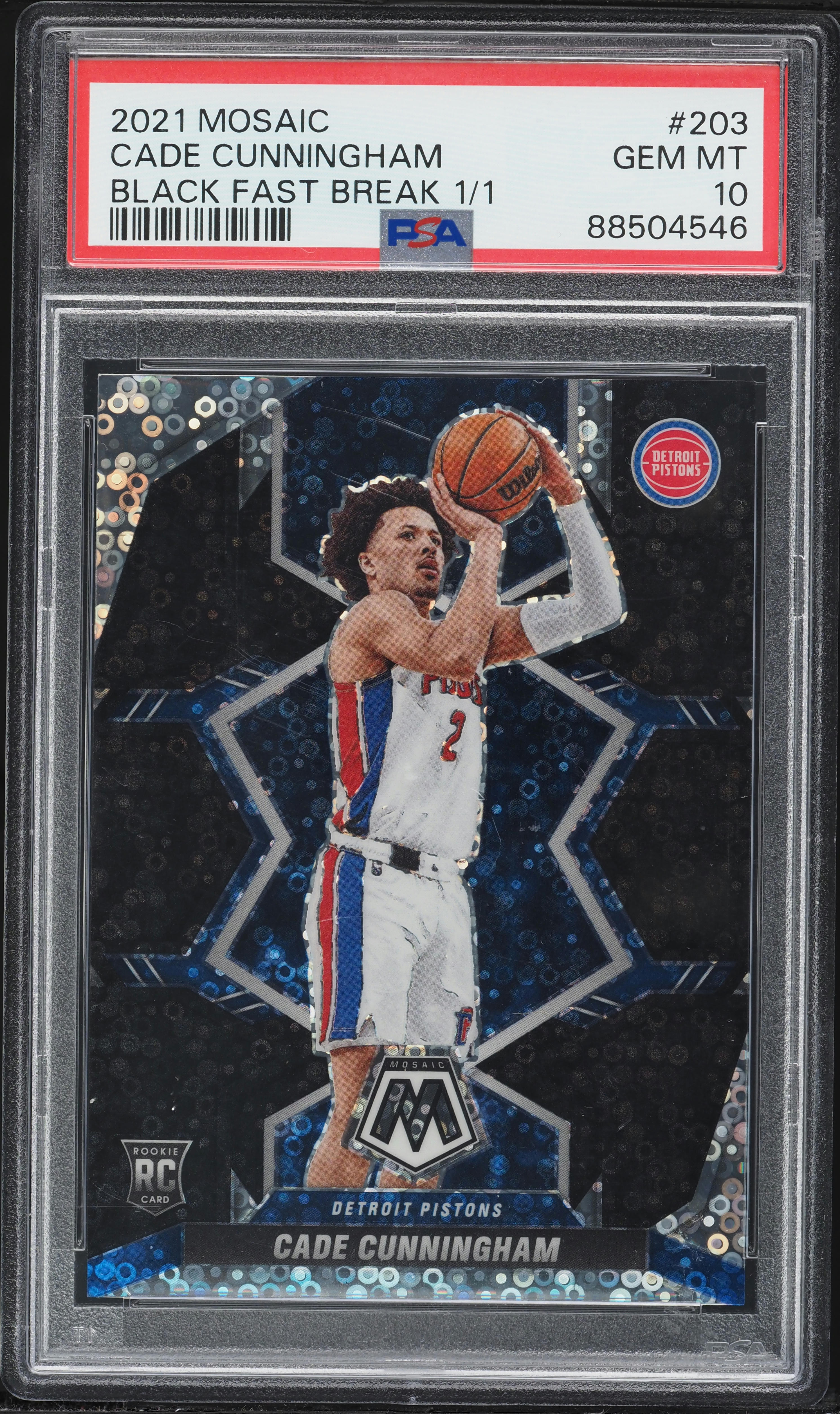 2021 Panini Mosaic Black Fast Break Cade Cunningham ROOKIE 1/1