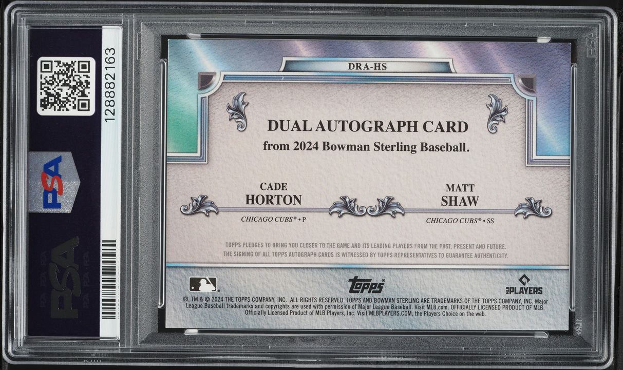 2024 Bowman Sterling Dual Refractor Matt Shaw Cade Horton PROSPECT AUTO 25/25 #DRAHS PSA 10