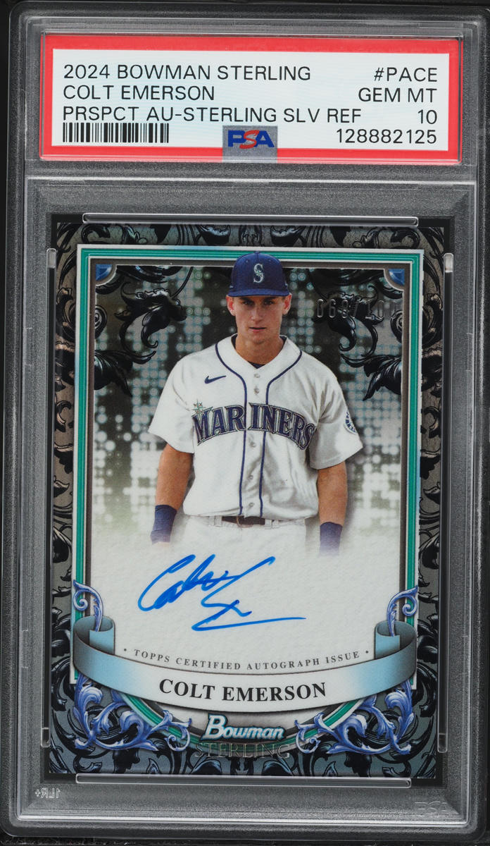 2024 Bowman Sterling Silver Refractor Colt Emerson PROSPECT AUTO /100 #PACE PSA 10 GEM MINT