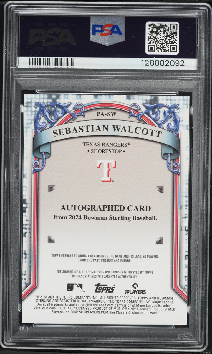 2024 Bowman Sterling Sebastian Walcott PROSPECT AUTO #PA-SW PSA 9 MINT