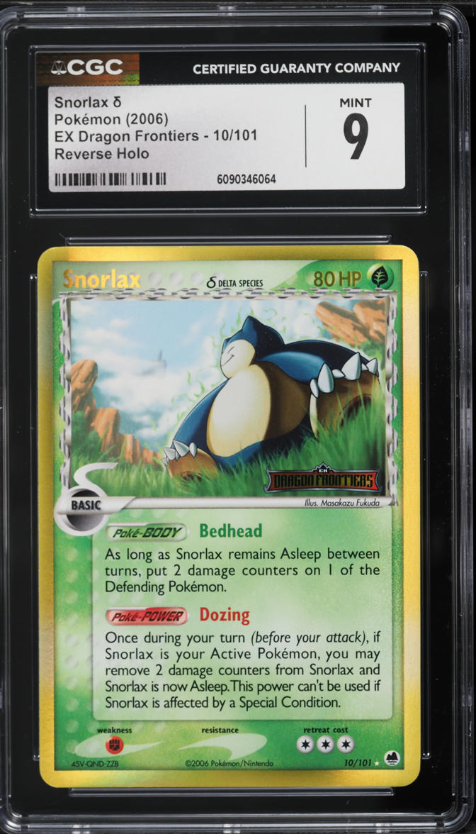 2006 Pokemon EX Dragon Frontiers Reverse Holo Snorlax #10 CGC 9 MINT