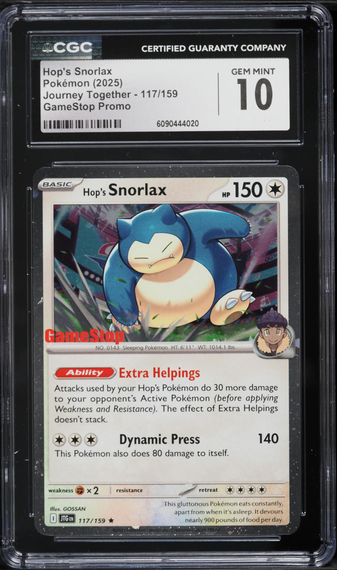 2025 Pokemon Scarlet & Violet Journey Together GameStop Promo Hop's Snorlax #117 CGC 10 GEM