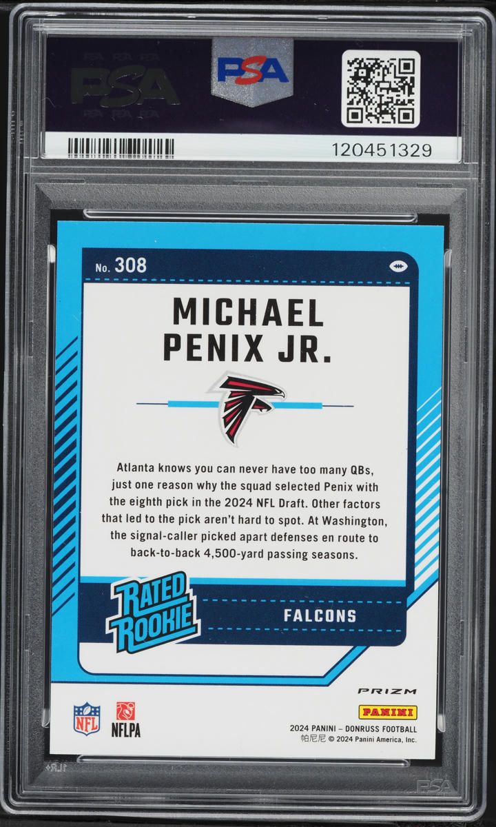 2024 Donruss Optic Preview Pink Michael Penix Jr. ROOKIE #308 PSA 9 MINT