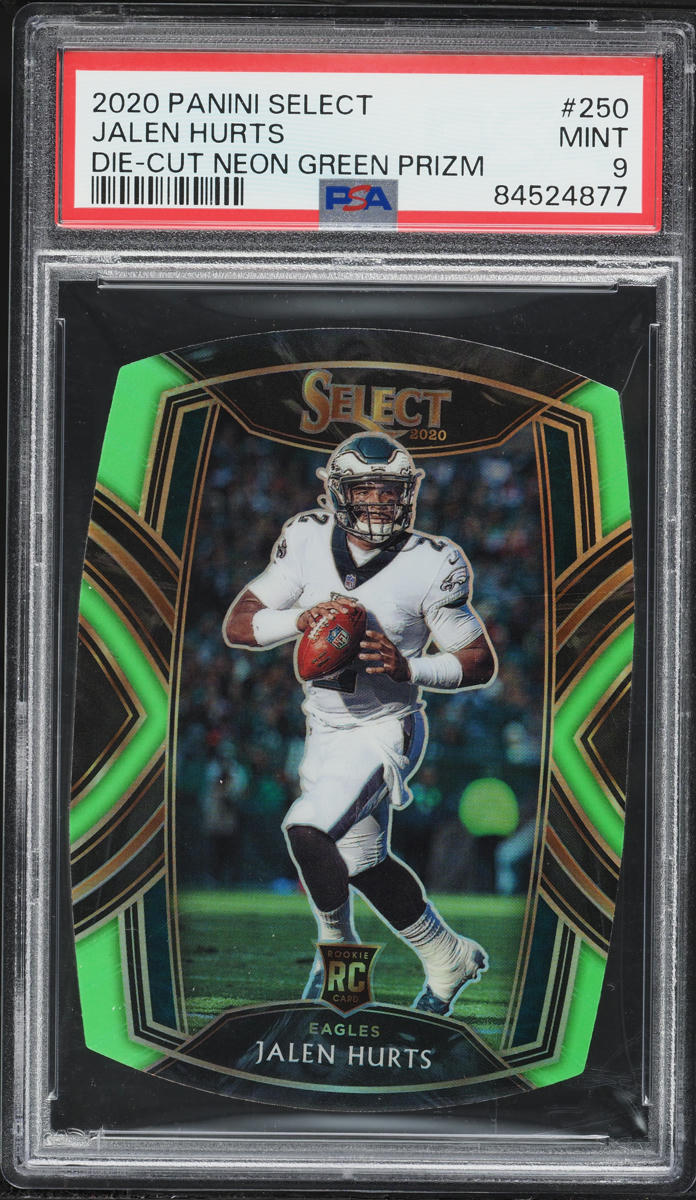 2020 Select Club Level Die-Cut Neon Green Prizm Jalen Hurts ROOKIE #250 PSA 9 MINT