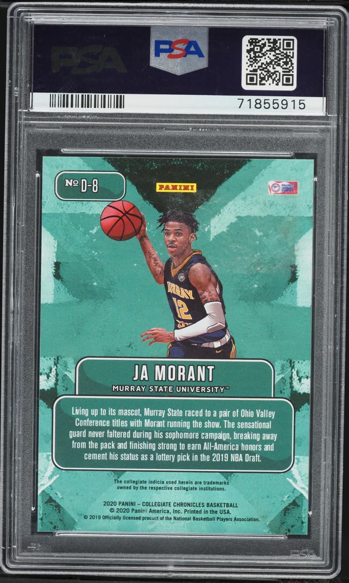 2020 Panini Prizm Draft Picks Downtown Ja Morant #D-8 PSA 9 MINT
