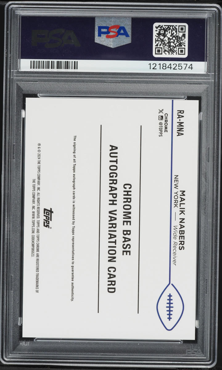 2024 Topps Chrome Green Refractor Malik Nabers ROOKIE AUTO /99 #RA-MNA PSA 10 GEM MINT