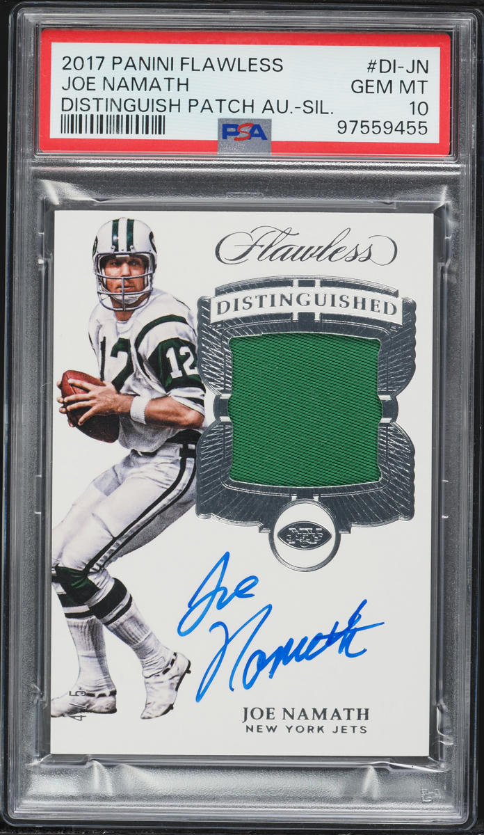 2017 Panini Flawless Distinguished Siver Joe Namath  PATCH AUTO /5 #DI-JN PSA 10 GEM MINT