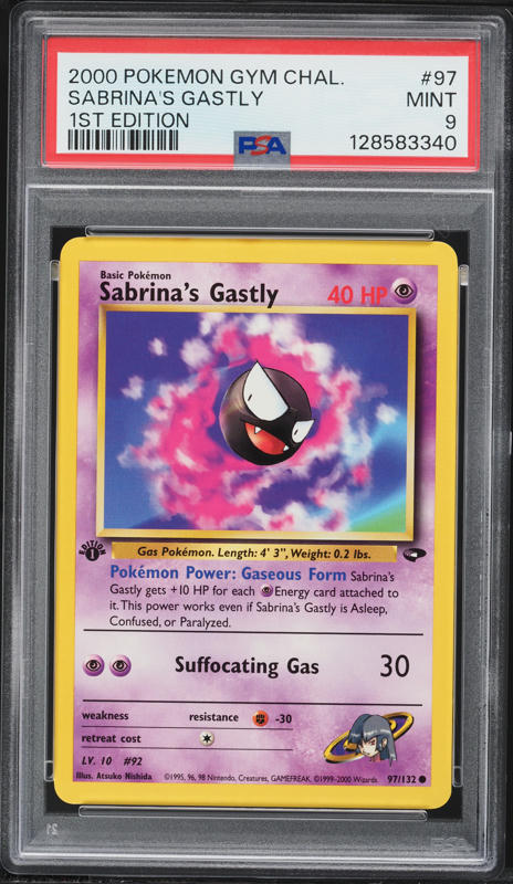 2000 Pokemon Gym Challenge 1st Edition Sabrina's Gastly #97 PSA 9 MINT