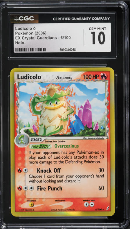 2006 Pokemon EX Crystal Guardians Holo Ludicolo #6 CGC 10 GEM MINT