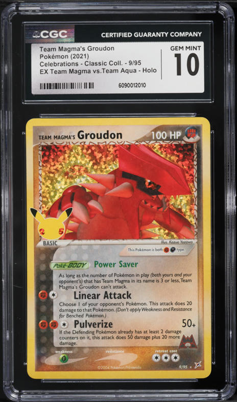 2021 Pokemon Sword & Shield Celebrations Classic Holo Team Magma's Groudon #9 CGC 10 GEM MINT
