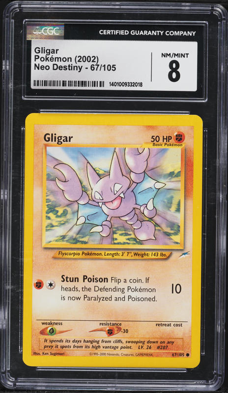 2002 Pokemon Neo Destiny Gligar #67 CGC 8 NM-MT