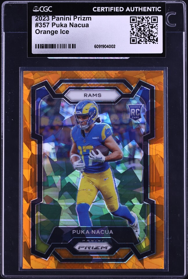 2023 Panini Prizm Orange Ice Puka Nacua ROOKIE #357 CGC AUTH on