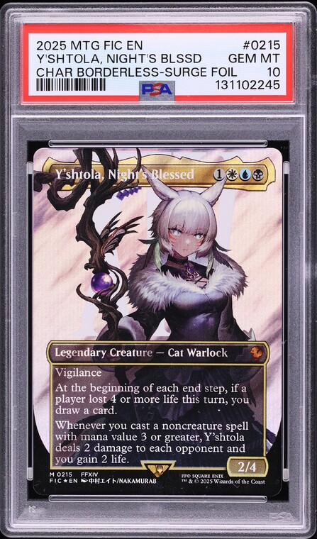 2025 Magic The Gathering Final Fantasy Borderless Surge Foil Y'Shtola Night's Blessed PSA 10