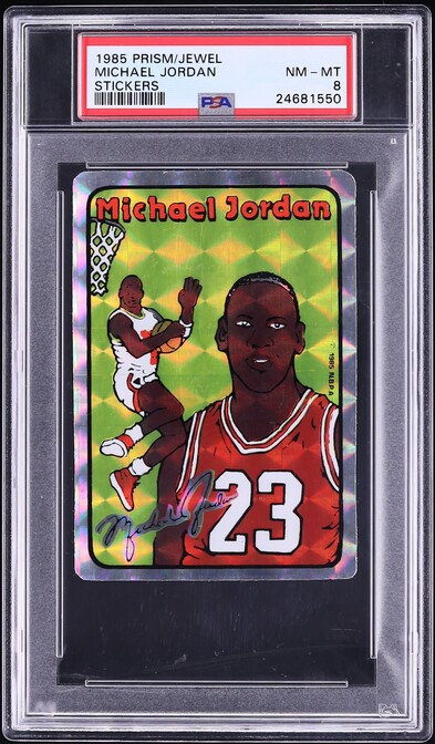 1985 Prism Jewel Stickers Michael Jordan ROOKIE PSA 8 NM-MT