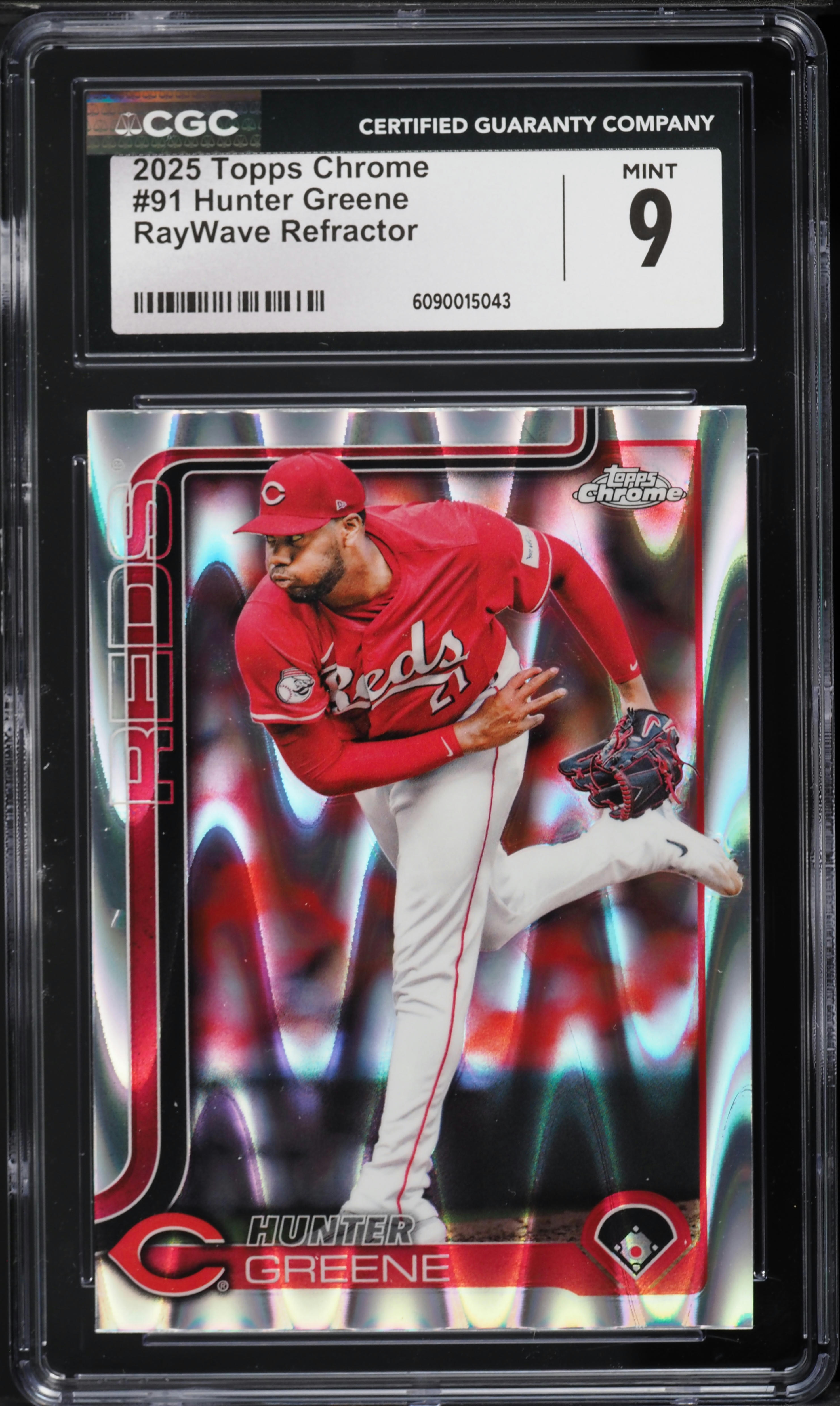 2025 Topps Chrome RayWave Refractor Hunter Greene #91 CGC 9 MINT