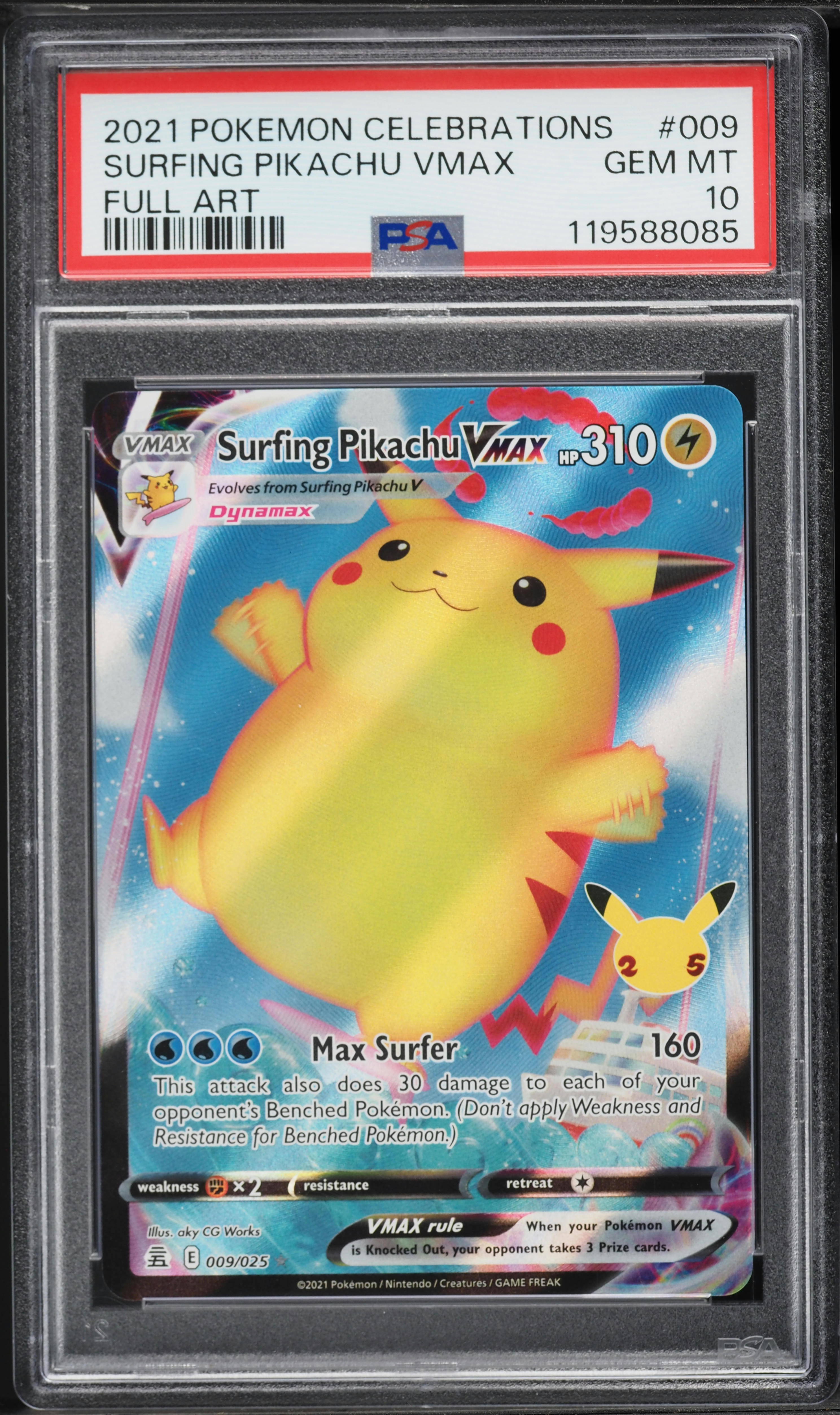 2021 Pokemon Sword & Shield Celebrations Surfing Pikachu VMAX #9
