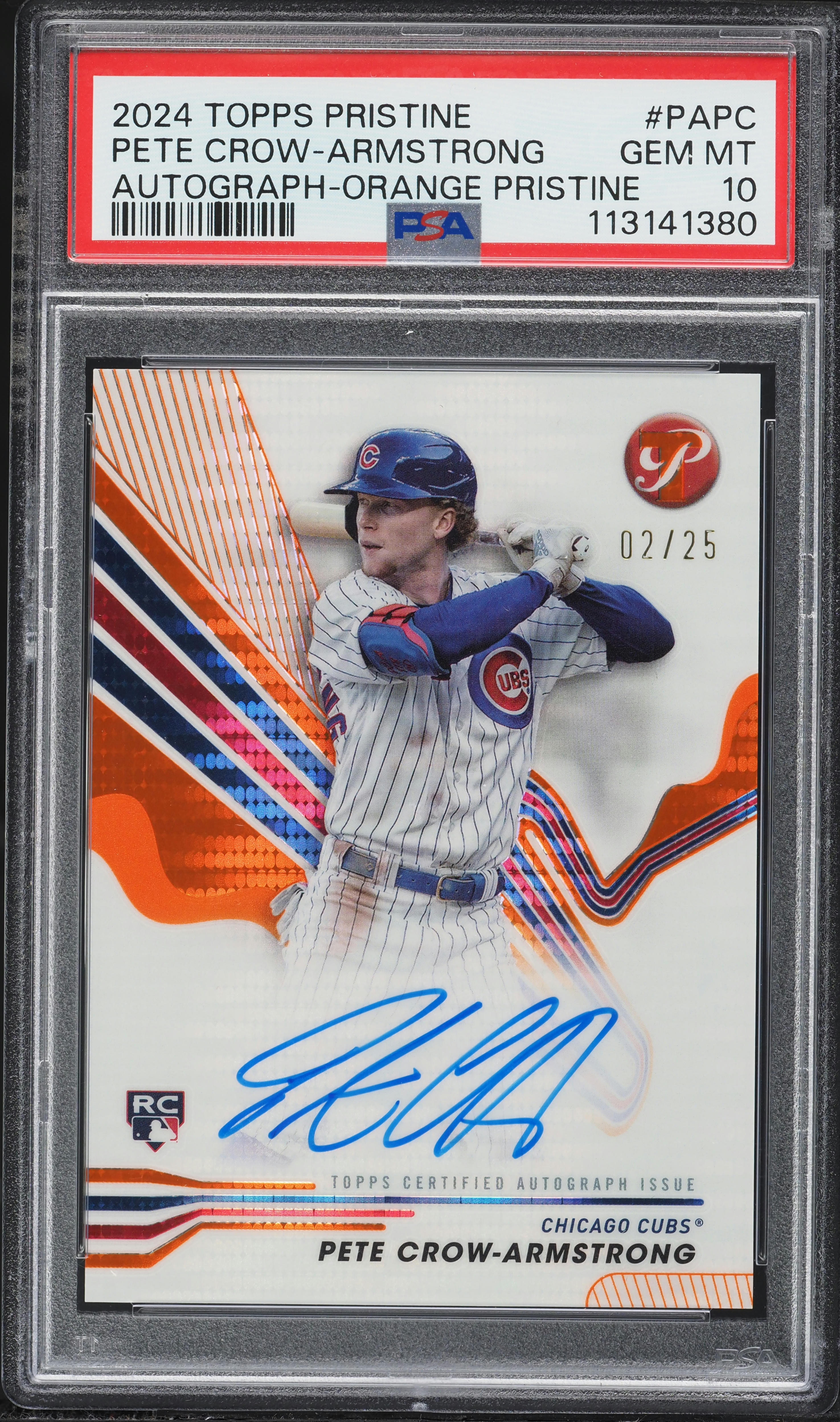 2024 Topps Pristine Orange Pete Crow-Armstrong ROOKIE AUTO /25 