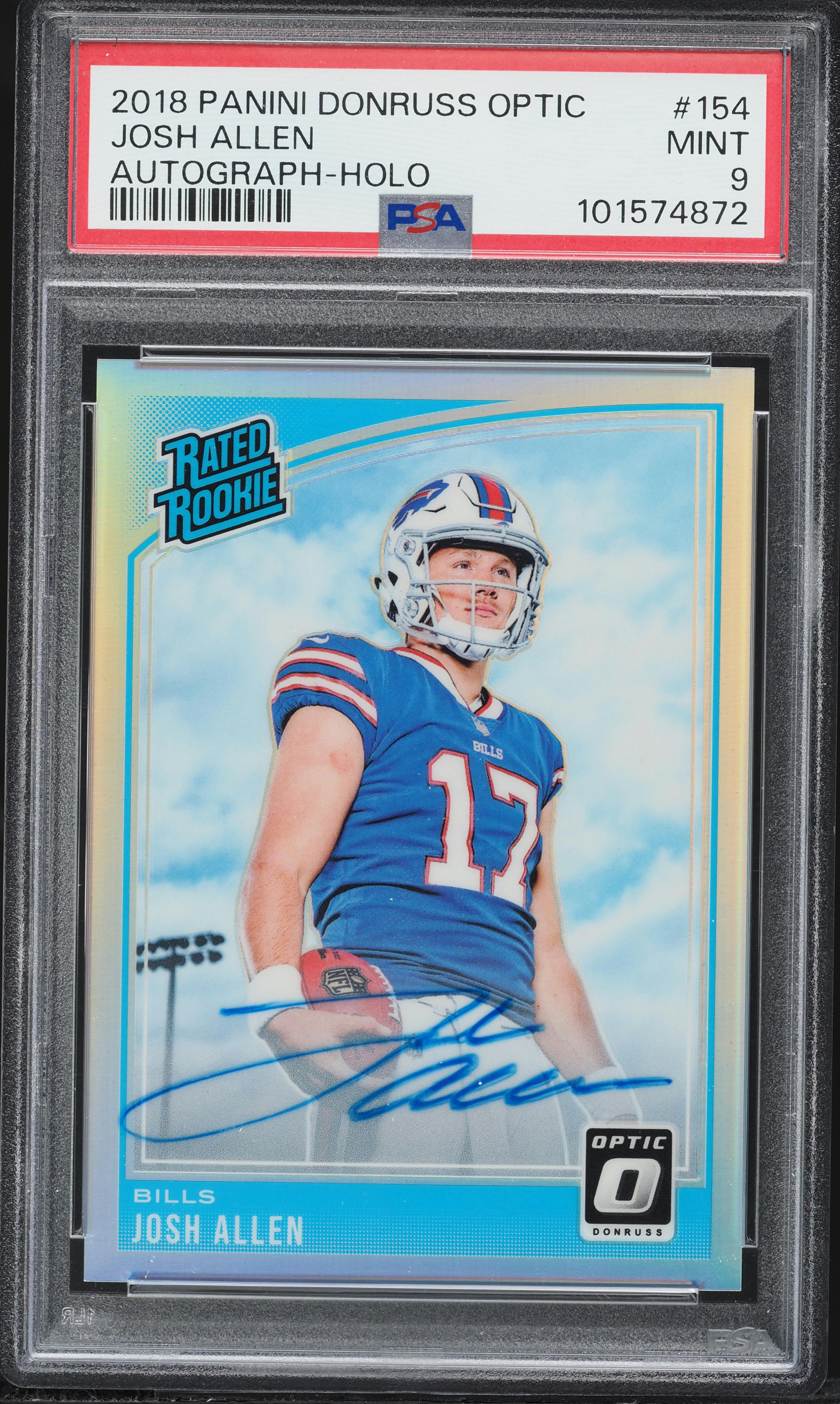 2018 Donruss Optic Holo Josh Allen ROOKIE AUTO /99 #154 PSA 9 MINT