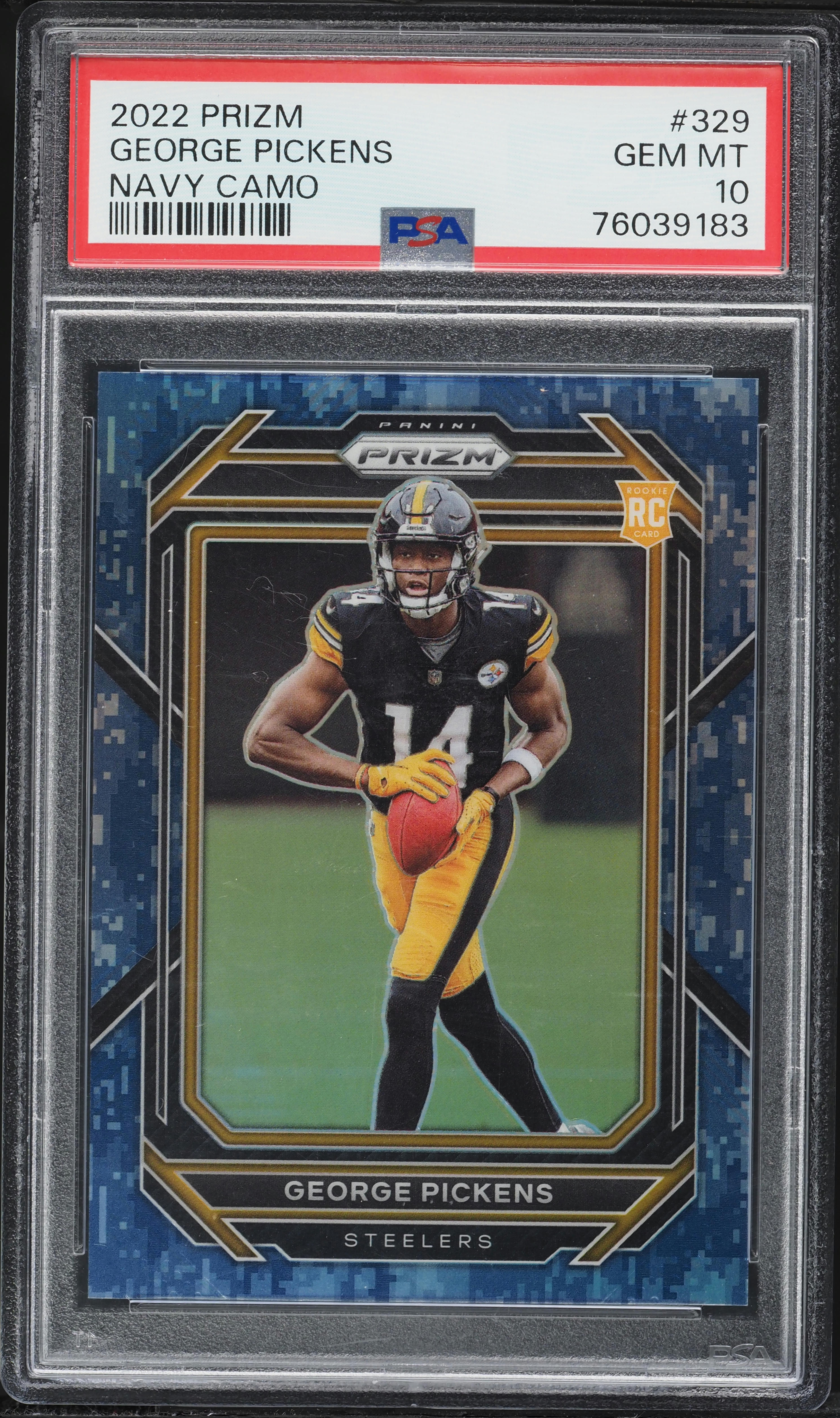 2022 Panini Prizm Navy Camo George Pickens ROOKIE /25 #329 PSA 10