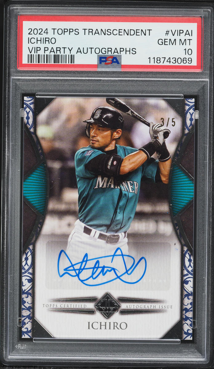 2024 Topps Transcendent VIP Party Ichiro AUTO /5 #I PSA 10 GEM MINT